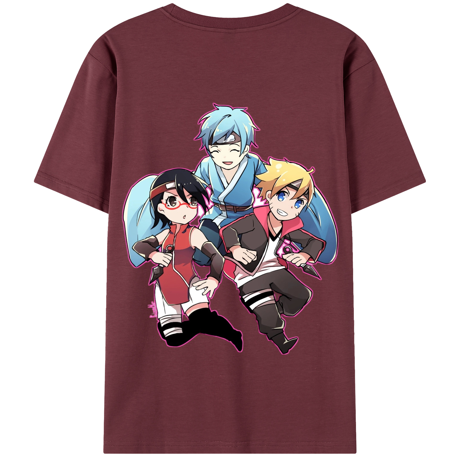 （画像用） NARUTO -ナルト- うちは サラダ Uchiha Sarada 綿100％半袖Tシャツ（背面プリント）